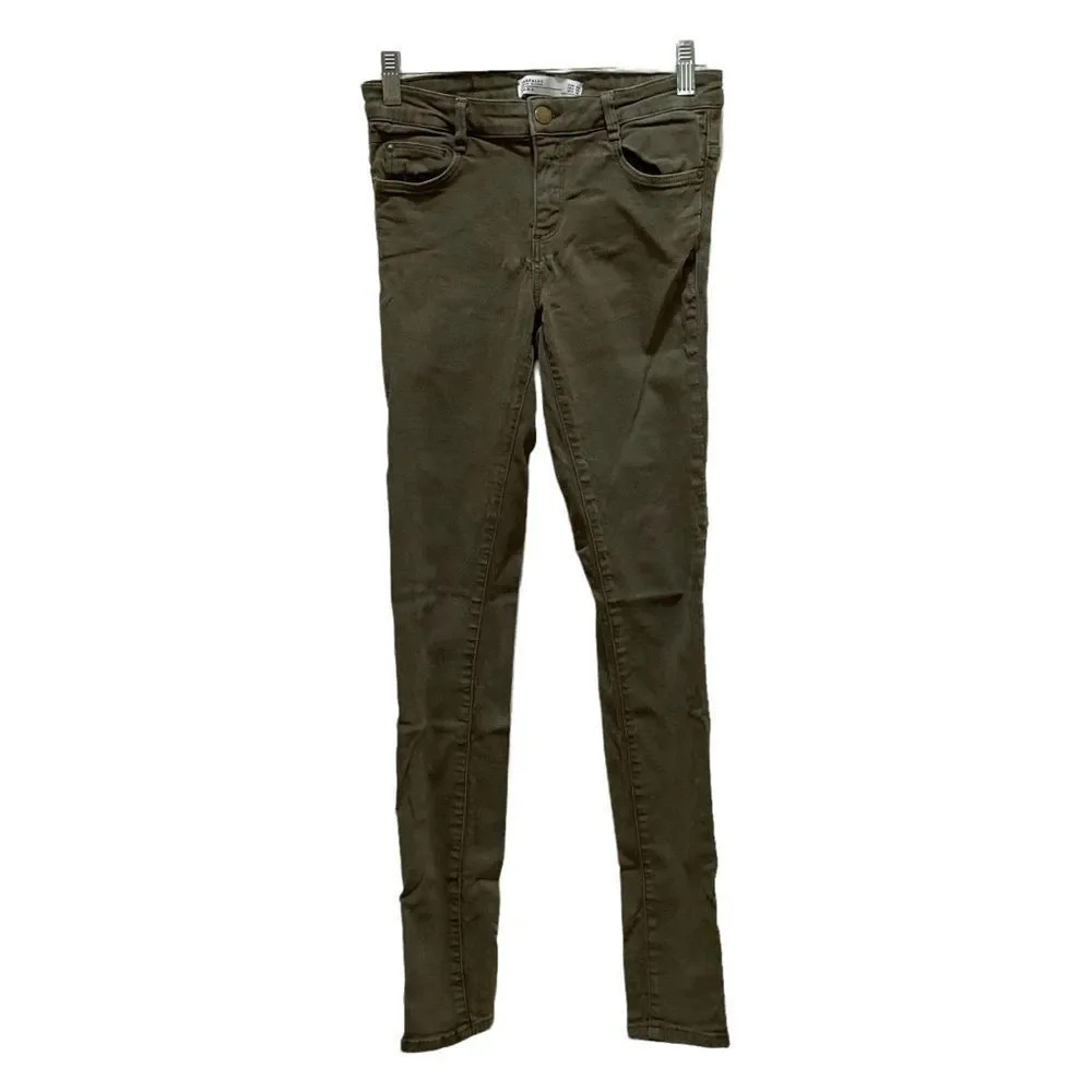 ZARA Olive Green Skinny Jeans Size 6